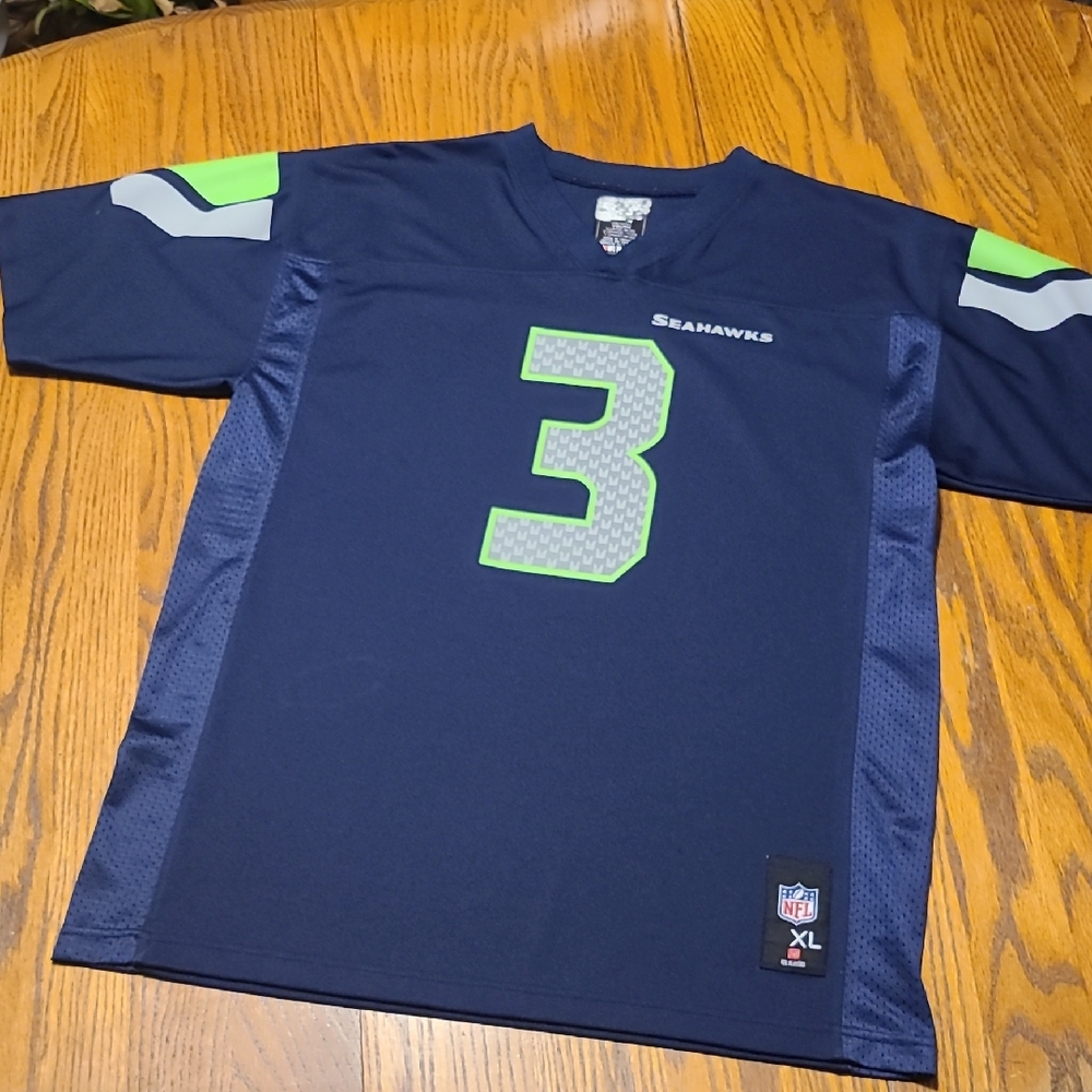 Seattle Seahawls Navy Blue Jersey Wilson 3 - Boy's XL